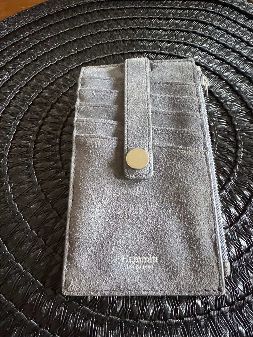 Hammitt Gray Suede Card & Key Holder with Snap Strap